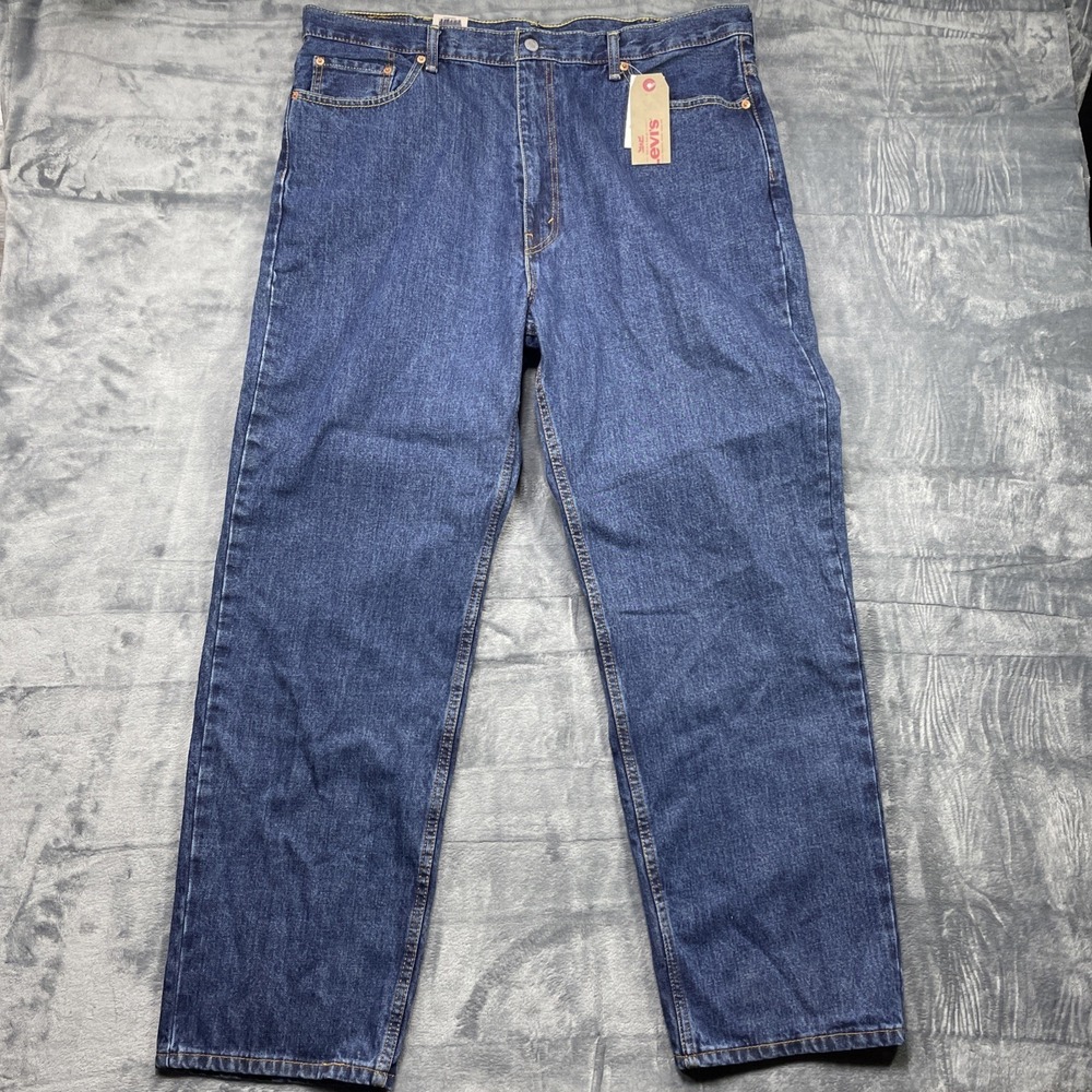 NWT Levi Strauss 550 Mens Relaxed Fit Tapered Leg Blue Denim Dark Jeans 42x32